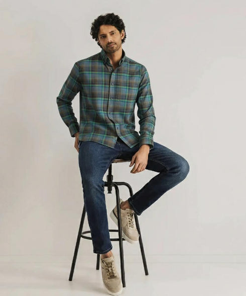 Chemise verte à carreaux multi-couleur